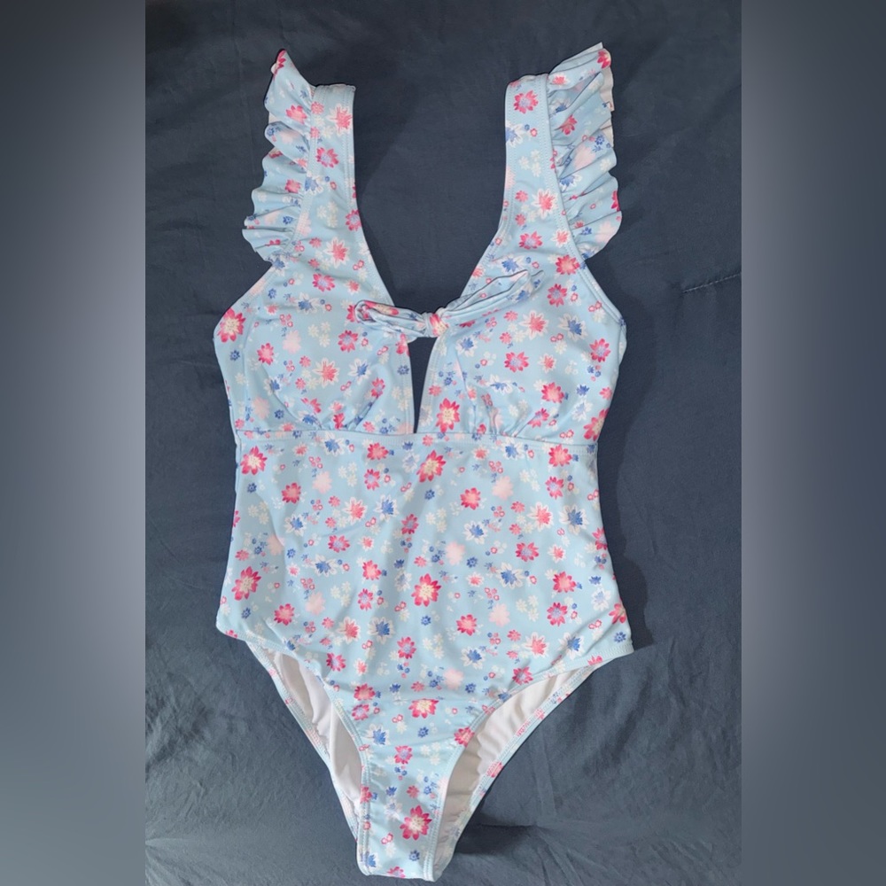 Floral Ruffle Trim Swimsuit - Picture 2 of 3